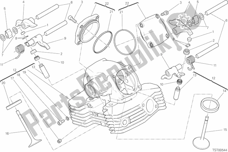 Alle onderdelen voor de Verticale Kop van de Ducati Scrambler Cafe Racer Thailand USA 803 2020